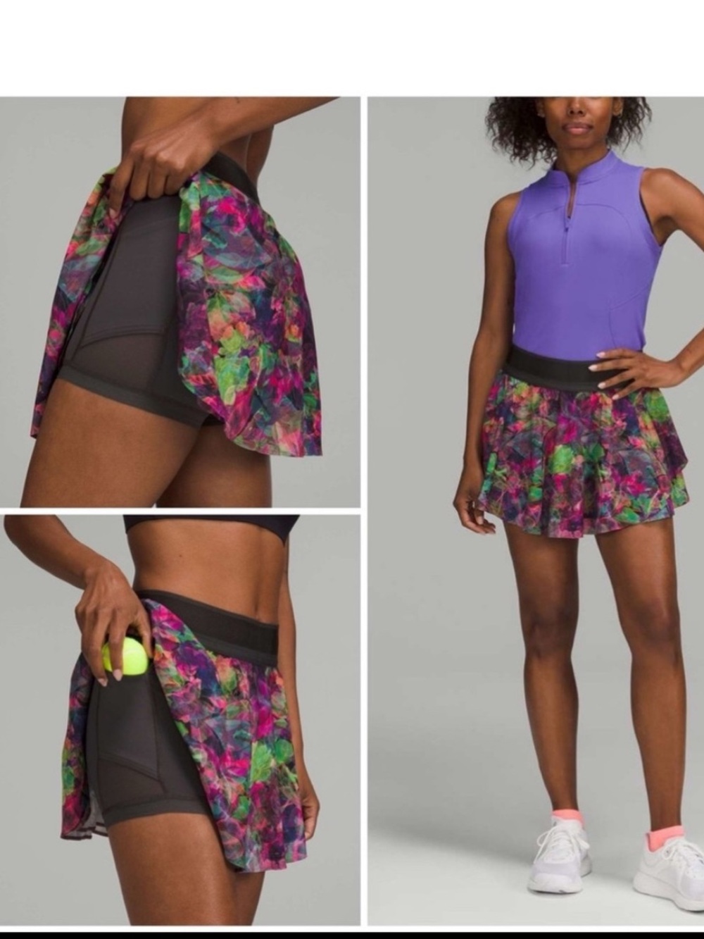 Lululemon Pace Rival Mid-Rise Multicolor Floral Skater Tennis Skirt Size 8